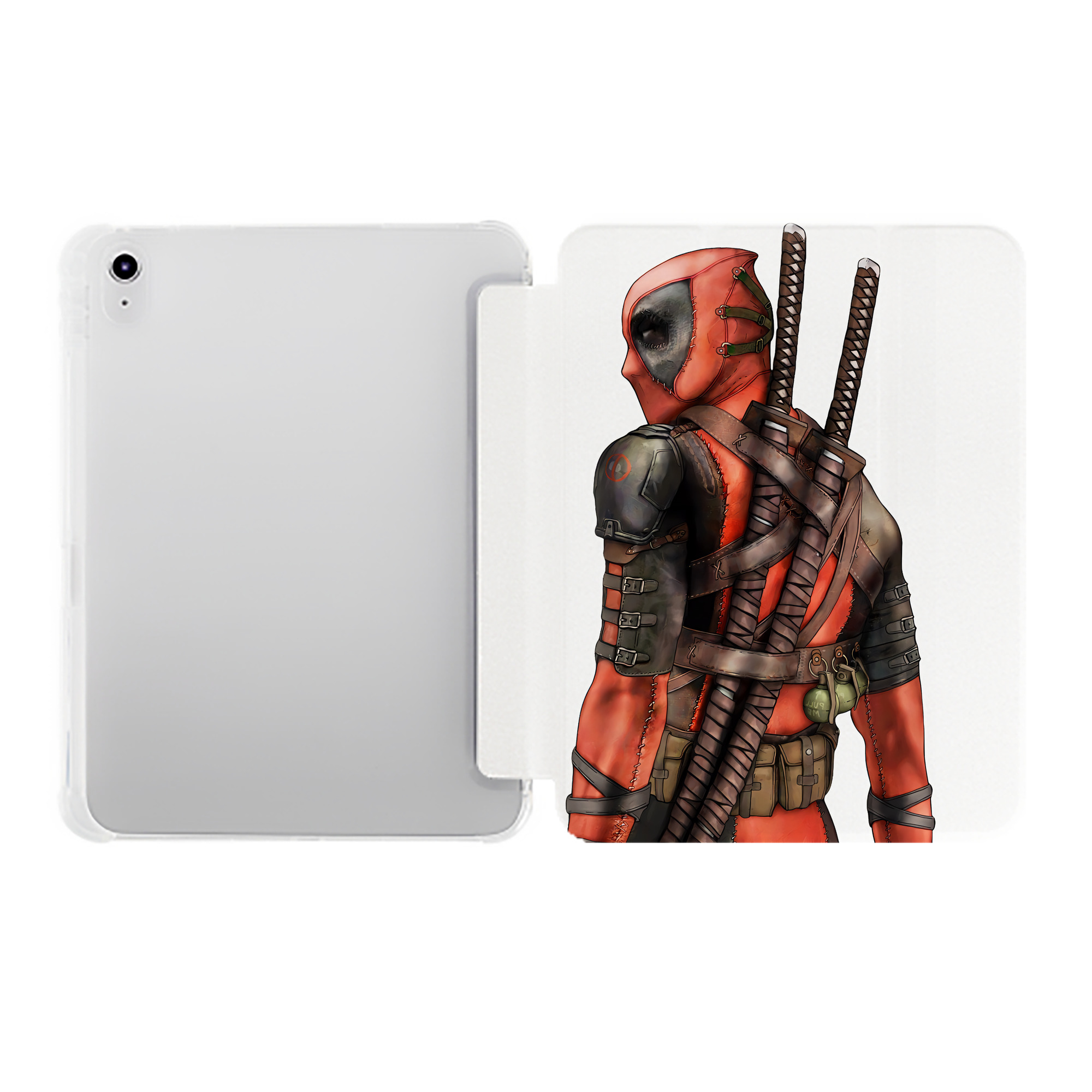 （画像用） Deadpool デッドプール IPad ケース ペン収納付き 三つ折りスタンド PUレザー×シリコン 対応機種9.5/10.5/10.9インチ